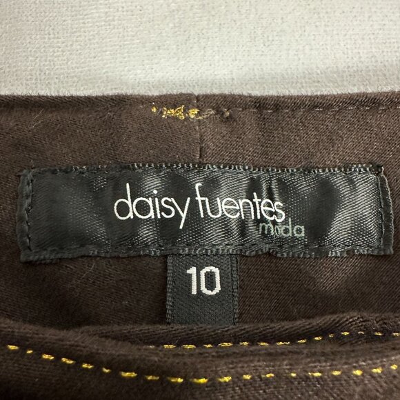 Daisy Fuentes Brown Bootcut Pants Classic Style Size 10 Comfortable Cotton Blend - Picture 3 of 5
